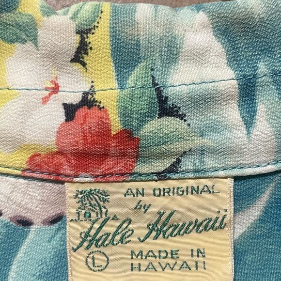 VTG Hale Hawaii Shirt Mens Green Yellow Medium Land Of Aloha Hawaiian Hula 1950s - Picture 5 of 10